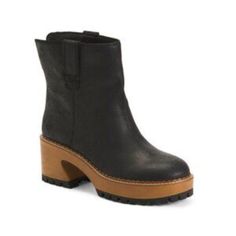 Brand New Color: Black Grained Finish, Pull On Loops, Comfort Footbed, Block Heel, Lug Sole 2.75in. Heel Ankle Boots 5.75in. Shaft Height, 12.75in. Shaft Circumference, Taken From Size 7 Rounded Toe, Pull On Leather Upper Imported Black Boots With Wooden Heel And Round Toe, Leather Heeled Boots With Wooden Heel For Fall, Leather Mid-calf Boots With Stacked Heel And Round Toe, Leather Mid-calf Boots With Stacked Heel, Black Wedge Ankle Boots With Reinforced Heel, Black Ankle Wedge Boots With Reinforced Heel, Black Block Heel Moto Boots For Work, Black Leather Moto Boots With Block Heel, Black Boots With Suede Lining And Round Toe