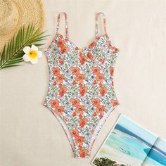 Plunge neckline Floral print Gathered cup Underwire bra Adjustable straps Removable padding High-cut leg Moderate back coverageSize Chart: Underwire One Piece, Yellow Swimsuits, Trendy Swimsuits, Printed Bras, Yoga Set, Plus Size Bra, Yellow Flower, Shop Swimwear, Bra Styles