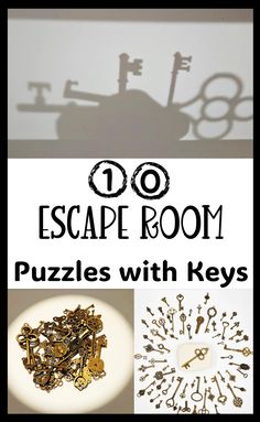 the words escape room puzzles with keys are shown