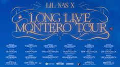 the poster for long live montero tour is shown in front of a blue background