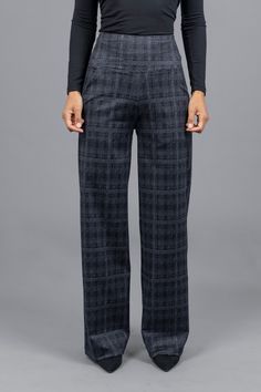 High Waist Wide Leg Pant - Charcoal Plaid | KiraGrace Elegant Plaid Wide-leg Pants, Plaid Wide Leg Pants For Business Casual, Plaid Wide Leg Pants, High Waist Wide Leg Pants, Tailored Dress, Dressing Up, Wide Leg Pant, Plaid Pants, Work Pants