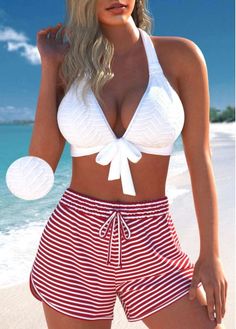 Color:White;Size:XS;Size:S;Size:M;Size:L;Size:XL;Size:XXL;Bra Style:Padded;Support:Wire Free;Pad Style:Removable;Strap Style:Adjustable;Package Contents:1 X Bra , 1 X Shorts;Occasion:Sport; White Tankini, Holiday Getaway, Trendy Swimsuits, White Bralette, Tankini Set, Cross Design, Picture This, Women's Swimwear, Bra Styles