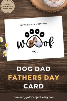 a father's day card with an image of a dog and his paw on it