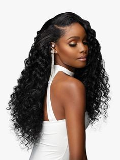 Elevate yourself with Pearlish Euro Deep Wave, made from 100% Virgin Remy Human Hair in 15A grade. This defined, luscious texture creates a glamorous, voluminous look with a luxurious feel. Healthy, strong, and long-lasting, these extensions are shed-free and tangle-free. Available in Natural Black and eight lengths. Pearlish, 15A grade, Euro Deep Wave, Natural Black in 8 lengths. Loose Deep Wave Hairstyles For Black Women, Loose Deep Wave Hair, Curly Hair Weave Styles, Loose Deep Wave Weave, Deep Wave Sew In, 200 Density Deep Wave Wig, Outre Purple Pack Deep Wave, Perfect Curly Hair, Curly Weave Hairstyles