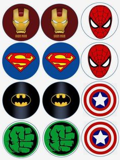 the avengers stickers are designed to look like superheros and captain america logos on them