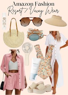 Jacklyn Carter's Amazon Page Island Vacation Outfits Tropical, Vacation Outfits Tropical, Capsule Packing, Island Vacation Outfits, Vacation Capsule, Tropical Vacation Outfits, Resort Casual, Vacation Outfits Women, Frock And Frill