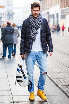 latest #man's winter #fashion outfit #inspirations Street Style ... Light Blue Ripped Jeans, Mens Winter Fashion Outfits, Mens Fashion Denim, Casual Man, Mens Fashion Illustration, Blue Ripped Jeans, Trendy Outfits Winter