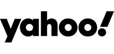 the yahoo logo is shown in black and white