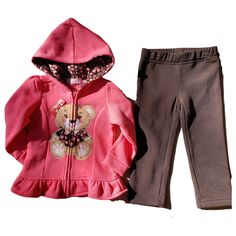 2 Piece Hoodie Jacket & Leggings Outfit Top: * Fleece-Lined Hoodie Sweatshirt * Adorable Teddy Bear Decal At Center * Zippered Front With Ruffled Base Pants: Fleece-Lined With Elastic Waist * Size: 18 Months * Color: Pink & Brown * New, Never Worn, With Tags Perfect For The Fall Or Winter Reasonable Offers Always Welcome Bundle Two Or More For Better Discounts Smoke Free, Dog Free Home Pink Playwear Sets For Fall, Pink Hooded Sets For Fall, Hooded Winter Playtime Sets, Pink Outerwear For Playwear In Fall, Hooded Playtime Sets For Winter, Pink Outerwear For Fall Playwear, Pink Fall Outerwear For Playwear, Winter Playtime Pink Sets, Pink Winter Playtime Sets