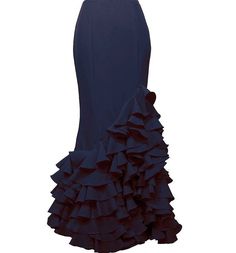 Flamenco skirt with waterfall-shaped ruffles. Fabric: Strech. Flyers: 6. Sizes: XS/S/M/L/XL/XXL Rock Mandala, Flamenco Skirt, Classy Skirts, Bustle Skirt, Casual Glam, Long Skirt Fashion, Wardrobe Makeover, Womens Skirts, Evening Gowns Elegant