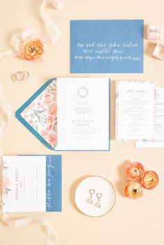 the wedding stationery is laid out and ready to be used