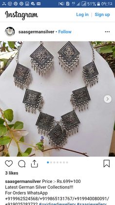 Navratri Jewellery, Heavy Jewellery, Flower Jewelry Designs, Oxidized Silver Necklace, Oxidised Silver Jewelry, Light Weight Jewelry, Bead Charms Diy, Jewellery Sets