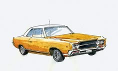 an old car painted in watercolor on white paper