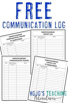 three free communication log pages with text overlay