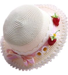 PRICES MAY VARY. One size fit most teens and adult women, Size Hat Circumference is about 22.4"-22.7"; The stylish and chic The lolita straw hat has a neutral cut, cute and sweet straw hat will top you off in style and you'll want to wear it on for any outside activity and any occasion; The cute lolita beach sunhat can effectively prevent the damage of ultraviolet rays to the facial skin, and it is also the best prop for fashion photos. Perfect for lolita dress, tea party, wedding party, beach, Kawaii Hat, Strawberry Dress, Teen Summer, Girls Handmade, Handmade Lace, Top Summer, Cute Hats, Kawaii Clothes, Everyday Dresses