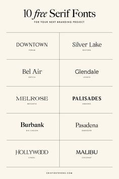 the 10 free serif font styles for each type of text, which are also in different