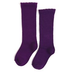 Scalloped Fancy Knee High Socks - Dark Purple Machine wash cold with like colors. Tumble dry low or lay flat to dry. 79% cotton / 19% polyester / 2% spandex Imported. Cotton Socks For Winter Playtime, Playful Fitted Cotton Socks, Warm Solid Socks For Fall, Comfortable Purple Cotton Socks, Soft Socks For Winter, Cotton Knee-high Winter Socks, Purple Fitted Knee-high Socks, Playful Fitted Winter Socks, Soft Fitted Cotton Socks