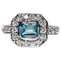 In very good condition. Total weight is 5.2 grams. Totally is diamond 0.90 carat. The diamond is has F-G color and vvs-vs . Totally is aquamarine 1 ct. Ring size is US 8 (We offer free resizing) We can make any size. Box is not included. Please contact for any questions. Cocktail Rings, Vintage Decor, Aquamarine, Natural Diamonds, 18k Gold, Jewelry Rings, Ring Size, Fashion Jewelry, For Sale