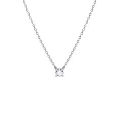 Enhance your style with this 1/6 Ct. diamond solitaire 4 prong necklace. The single diamond is set in a traditional four-prong setting, capturing and reflecting light beautifully. This necklace is perfect for any occasion, offering a classic and elegant look. Whether for casual wear or formal events, this piece adds a touch of timeless beauty to your ensemble, making it a versatile and cherished addition to your jewelry collection. Timeless Everyday Solitaire Necklace In White Gold, Timeless White Gold Solitaire Necklace For Everyday, Timeless Everyday White Gold Solitaire Necklace, Timeless Everyday Solitaire Necklace With Prong Setting, Timeless Solitaire Necklace For Everyday, Timeless Everyday Solitaire Necklace, Classic Single Diamond Necklace, Lab Grown, Classic Everyday Diamond Necklace With Prong Setting, Classic Diamond Necklace With Prong Setting For Everyday