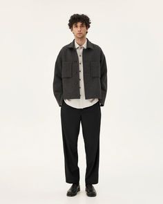 The holar model is an overshirt-style jacket short and straight it's an elegant and comfortable cut. it's crafted in a thick plush upcycled wool sheet fabric. Stirrup Leggings, Gender Neutral Colors, Sea Ny, Oversized Jumper, A Perfect Circle, Marine Serre, Engineered Garments, Wool Jacket, Outerwear Women