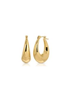 Large oval drop tapered hoop earrings. 14k gold-plated tarnish-free stainless steel. Size: 30*40mm. Gold-tone Tarnish Resistant Teardrop Hoop Earrings, Trendy Teardrop Yellow Gold Hoop Earrings, Trendy Yellow Gold Teardrop Hoop Earrings, Metal Drop Hoop Earrings, Metal Teardrop Hoop Earrings, Gold Teardrop Hoop Earrings With Polished Finish, Gold Plated Teardrop Hoop Earrings With Polished Finish, Teardrop Gold Plated Hoop Earrings With Polished Finish, Modern Gold Plated Drop Hoop Earrings