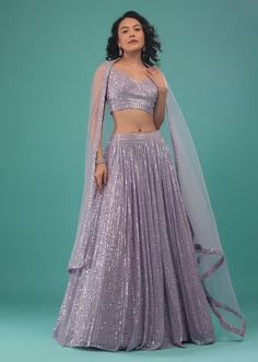 Long Skirt Top Designs, Sequins Lehenga, Sequin Lehenga, Purple Lehenga, Baju Kahwin, Long Skirt And Top, Wedding Lehenga Choli, Crop Top Lehenga, Latest Bridal Lehenga