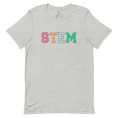 STEM Teacher Tshirt, Science Teacher Shirt, Science Technology Engineering and Math TshirtGrab this STEM Teacher Tshirt, Science Teacher Shirt, Science Technology Engineering and Math Tshirt. If you're a teacher and teach math, science, engineering, or art this cute shirt is for you! Perfect back to school tee.Check out our other collections such as the Feminist -Nevertheless She Taught collection for the teacher in her classroom. Or new, history, kindergarten, math, music, daycare, or preschool Cotton T-shirt With Letter Embroidery For College, Casual School Tops With Letter Embroidery, Casual Letter Embroidery Tops For School, Casual Tops With Letter Embroidery For School, Casual School T-shirt With Name Print, Casual T-shirt With Name Print For School, Letter Embroidery Cotton T-shirt For College, Cotton College Style Top With Letter Embroidery, Cotton Tops With Letter Embroidery In College Style