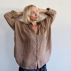 Introducing the Goddess Shirt designed by Katia herself! The Goddess shirt is a classic oversized button-down shirt in 100% Viscose (looks like silk, feels like cotton!). The drop shoulder and sheerness of this shirt give a casual and boho look. Wear it untucked, tucked, or tied. Just like our jewelry, you do you and t Goddess Sweater, Goddess Style Pendant Necklaces, Gold Goddess Pendant Necklace, Gods And Goddesses Shirts, Oversized Bohemian V-neck Top, Best Jewellery Design, Star Goddess, Oversized Button Down Shirt, Gorgeous Blouses