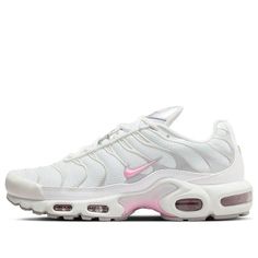 Nike Air Max Plus 'Summit White Pink Rise' HF0107-100 Nike Air Max Plus Outfit, Air Max Plus Outfits, Nike Airmax Plus, Air Maxes, Nike Air Max Pink, Nike Max, Nike Tn, Nike Shoes Air Max, Shoe Inspo