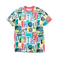 Brand New. 100% Authentic. Casual Patterned T-shirt With Graphic Print, Green T-shirt With All Over Print For Spring, Patterned All Over Print T-shirt For Spring, Green All Over Print T-shirt For Spring, Spring Patterned T-shirt With All Over Print, Green All-over Print T-shirt For Spring, Multicolor Relaxed Fit T-shirt With All Over Print, Multicolor Logo Print Top For Streetwear, Graphic Tee With Letter Print In Multicolor