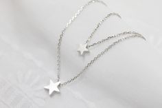 simple Two star double layers chain Necklace - S2227-1 Modern Jewelry With Star Charm As Gift, Modern Star Charm Jewelry As A Gift, Modern Jewelry With Star Charm For Gifts, Modern Star Charm Jewelry Gift, Modern Silver Layered Necklace As Gift, Modern Silver Layered Necklace For Gift, White Minimalist Layered Necklace As Gift, Minimalist White Layered Necklace As Gift, Minimalist White Layered Necklace For Gift