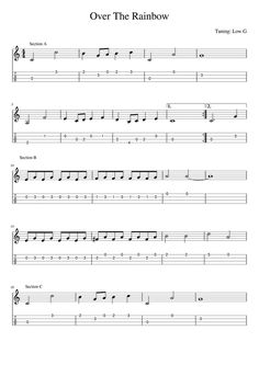 over the rainbow sheet music for guitar