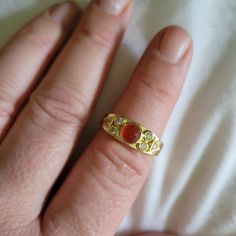 Brand New Never Worn Red Onyx Gold Plated Size 8 Party Ruby Ring, Ring Color, Wearing Red, Plate Size, Womens Jewelry Rings, Red Gold, Onyx, Gold Plate, Plating