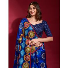 Blue colored saree is made from art silk fabric which is highlighted with beautiful geometric pattern with foil print work as shown. comes along unstitched art silk blouse piece which you can customise as per your design/style. Occasion - You can wear this saree for parties, festive and functions ideal for any fashionista. Note:- The actual product may differ slightly in color and design from the one illustrated in the images when compared with computer or mobile screen. Navratri Multicolor Pre-draped Saree With Motifs, Blue Pre-draped Saree With Unstitched Blouse For Festivals, Bollywood Style Digital Print Pre-draped Saree For Diwali, Multicolor Dola Silk Pre-draped Saree With Motifs, Art Silk Pre-draped Saree With Printed Border, Blue Chanderi Pre-draped Saree With Motifs, Festival Art Silk Pre-draped Saree With Printed Motifs, Multicolor Anarkali Style Pre-draped Saree With Printed Motifs, Anarkali Style Multicolor Pre-draped Saree With Printed Motifs