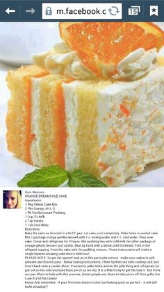 an image of a piece of cake with orange slices on top and the recipe below