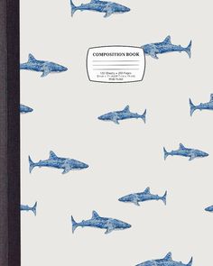 a blue and white book cover with sharks on it