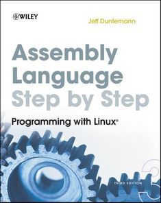 the book cover for assembly language step by step, with an image of gears on it