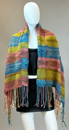 This uniquely designed, one of a kind art shawl can be used for any occasion! Dress up or throw on a pair of boots and jeans. This shawl has 6mm copper color beads hand tied into the fringe so you get the added drape benefit when wearing this beautiful wrap.  This shawl measures 54"x29"+7" fringe per side. Boots And Jeans, Color Beads, Copper Color, Metal Beads, Shawls And Wraps, Scarf Wrap, Scarf Accessory, Shawl, Bathing Beauties