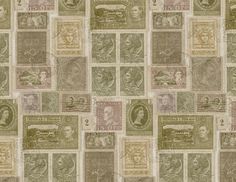 an old postage stamp wallpaper with many different stamps