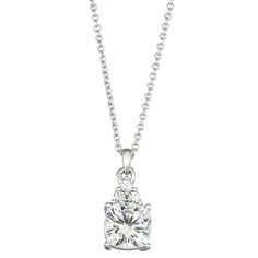 "Beautifully decorated with lab-created moissanite gemstones, this Charles & Colvard pendant is the perfect way to finish any outfit. Beautifully decorated with lab-created moissanite gemstones, this Charles & Colvard pendant is the perfect way to finish any outfit. Pendant size: 5/8""L x 1/4""W Chain length: 16 in. + 2-in. extender Chain type: cable Metal: 14k white gold Plating: rhodium Finish: polished Packaging: boxedSTONE DETAILS Stone type: lab-created moissanite Total weight: 1 3/ White Gold Diamond Necklace With Center Stone As Gift, Dazzling Wedding Necklaces With Center Stone, Dazzling Wedding Necklace With Center Stone, White Gold Necklaces With Center Stone For Anniversary, Anniversary Cubic Zirconia Necklace With Center Stone, Fine Jewelry Anniversary Necklace With Center Stone, Sterling Silver Necklace With Center Stone For Weddings, Sterling Silver Pendant Necklace With Center Stone, Anniversary Pendant Necklace With Center Stone