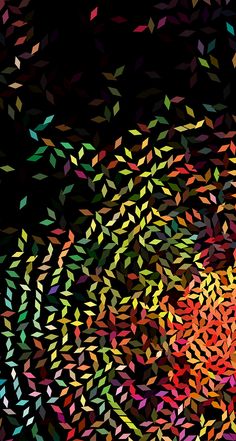 an abstract colorful pattern made up of leaves on a black background with space for text