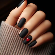 10 Luscious Red and Black Heart Nail Design Ideas Black And Red Dip Powder Nails, Nail Designs For Black Nails, Short Acrylic Nails Multicolor, Dark Love Nails, Black Nails Nail Art, Scarlet Nails Design, Red Nails Black Design, Black And Red Short Nails Ideas, Check Nail Art Designs