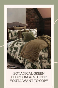 Joshua Comforter Set + Botanical Green Bedroom Aesthetic You’ll Want to Copy Cute Western Room Ideas, Southwestern Style Bedroom, Cabin Style Living Room, Lodge Interior Design, Rustic Bedroom Inspiration, Cabin Homes Interior, Rustic Bedding Sets, Western Room, Rustic Comforter