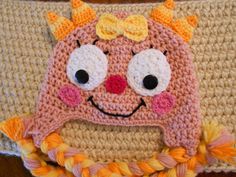 Crochet Girl Monster Hat- Newborn to Adult Playful Handmade Crochet Hat, Cute Crochet Crafts With Yarn, Cute Handmade Yarn Crafts, Handmade Cute Yarn Crafts, Cute Handmade Crochet Beanie Hat, Handmade Fun Crochet Hat, Monster Hat, Crochet Girls, Monster Girl