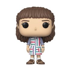 a pop vinyl figure of a girl with brown hair