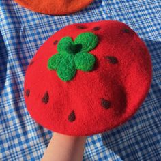 Strawberry Beret Fruit Beret wool felt beret handmade | Etsy Felt Beret Diy, Handmade Retro Winter Hats, Retro Handmade Winter Hats, Handmade One Size Beret, Red Hat As A Gift, One Size Fits All, Red Hat As A Gift, Cute Red Hat For Gift, Cute Red Hat As Gift, Whimsical Red Hat As Gift