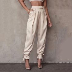 Brand Name:RLMABABYMaterial:PolyesterLength:Full LengthOrigin:CN(Origin)Season:Spring/AutumnPattern Type:SolidStyle:Office LadyPant Style:Pencil PantsFront Style:FlatFit Type:LooseAge:Ages 18-35 Years OldDecoration:PocketsDecoration:Fake ZippersFabric Type:SatinClosure Type:Zipper FlyWaist Type:highGender:WOMEN Casual Pant, Outfit Formulas, Satin Pants, Women Office, Long Trousers, Fashionista Clothes, Black Puffer, Cuffed Pants, Everyday Outfit