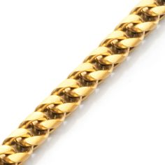 Men's Stainless Steel High Polished Finish Franco Chain Bracelet. Available lengths: 8.25" and 8.75". Cuban Link Box Chain Bracelet For Formal, Formal Gold Cuban Link Bracelet With Box Chain, Classic Gold Cuban Link Bracelet With Box Chain, Gold Curb Chain Link Bracelets, Gold Link Bracelets With Curb Chain, Chain Bracelet, Mens Jewelry, 18k Gold, Stainless Steel