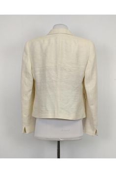 Add this sophisticated silk blazer to your professional wardrobe. Tailored to perfection, this blazer will be a staple for years to come. Size 10 100% silk Single button closure Collared Long sleeve Padded shoulders Mock front pockets Lined Bust 38.5" Waist 36" Shoulder to hem 22.5" Silk Long Sleeve Blazer For Office, Silk Single Button Blazer For Workwear, Spring Business Blazer With Structured Fit, Structured Spring Semi-formal Blazer, Spring Semi-formal Structured Blazer, Silk Single Breasted Blazer For Office, Silk Single-breasted Blazer For Office, Tailored Silk Blazer For Office, Silk Blazer With Lapel Collar For Office