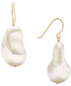 in stock French Wire, Big Earrings, Dainty Jewelry, Pearl Drop Earrings, Pearl Drop, Baroque Pearls, Gold Plated Sterling Silver, Favorite Jewelry, Jewelry Watches